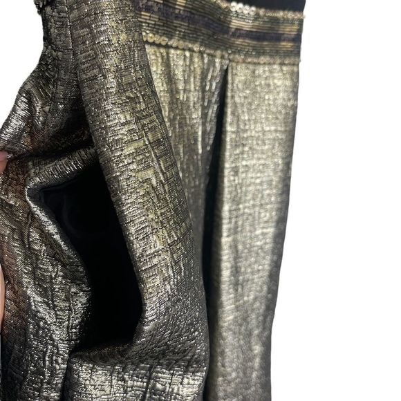 Carmen Marc Valvo Evening Gown Dress Size 6 Maxi Ombré Sequence Black Gold - Picture 8 of 13